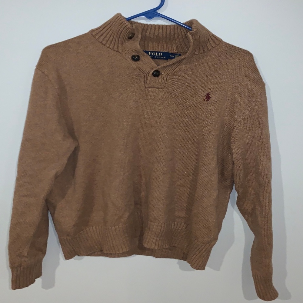 Brown Polo Ralph Lauren Button Up Sweater Medium
